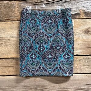 Talbots Paisley skirt, fully lined, hidden zipper, 14P, NWT